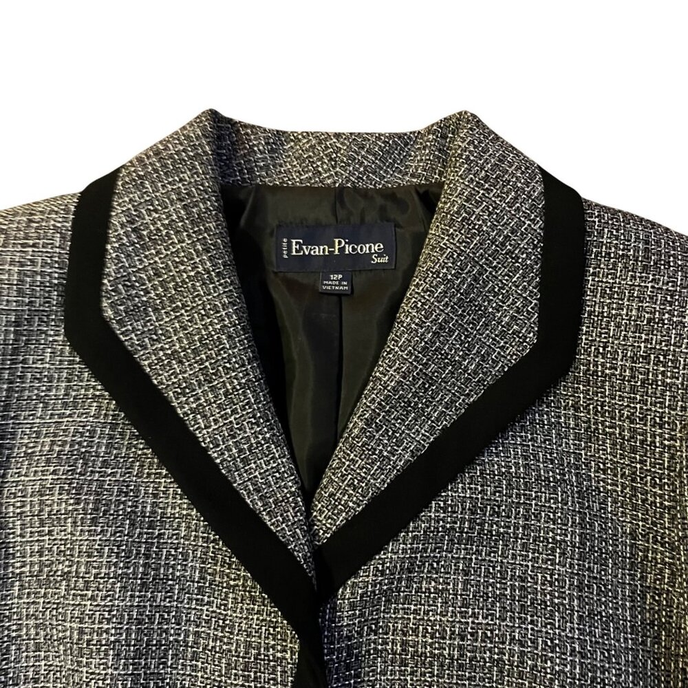 Evan-Picone Blazer Jacket Womens 12P Used Gray Black Trim Lined Petite - Picture 5 of 16